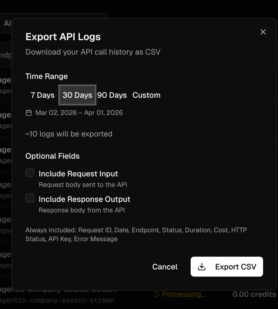 Export API Logs