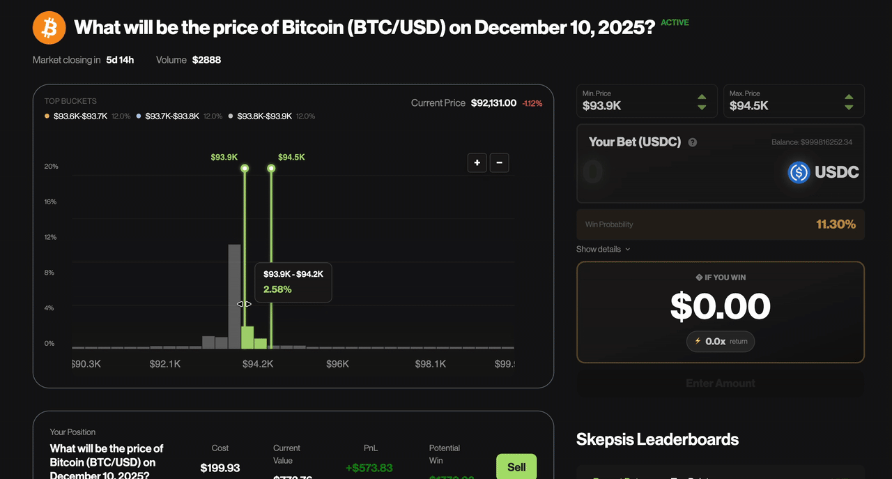 Selecting a range and placing a bet