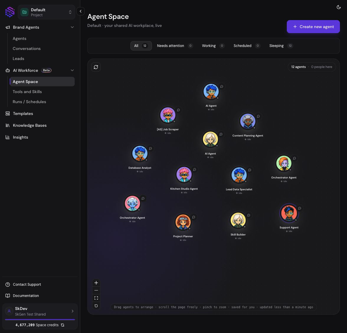 Agent Space showing the Project's agents and the live people count