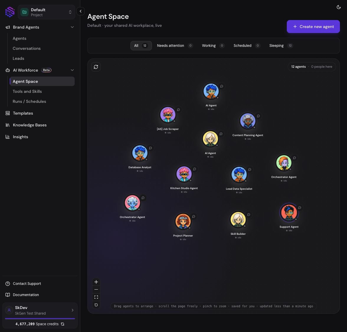 Agent Space showing the Project's agents and the live people count