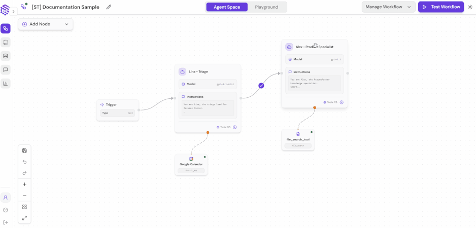 Animated GIF showing trace logs interface with detailed execution logs, error tracking, and debugging information