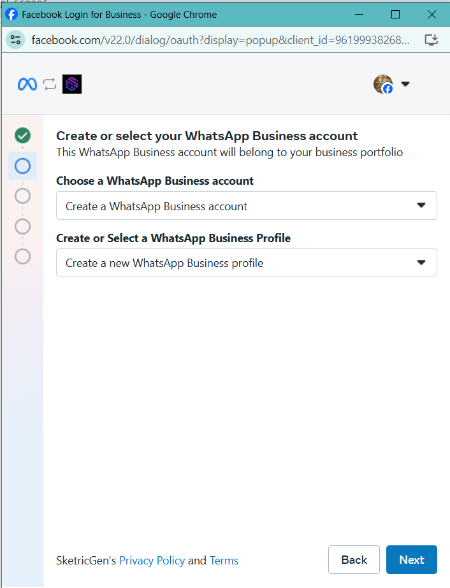 Screenshot showing WhatsApp integration configuration settings