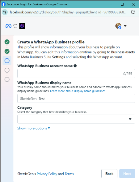 Screenshot showing WhatsApp webhook configuration interface