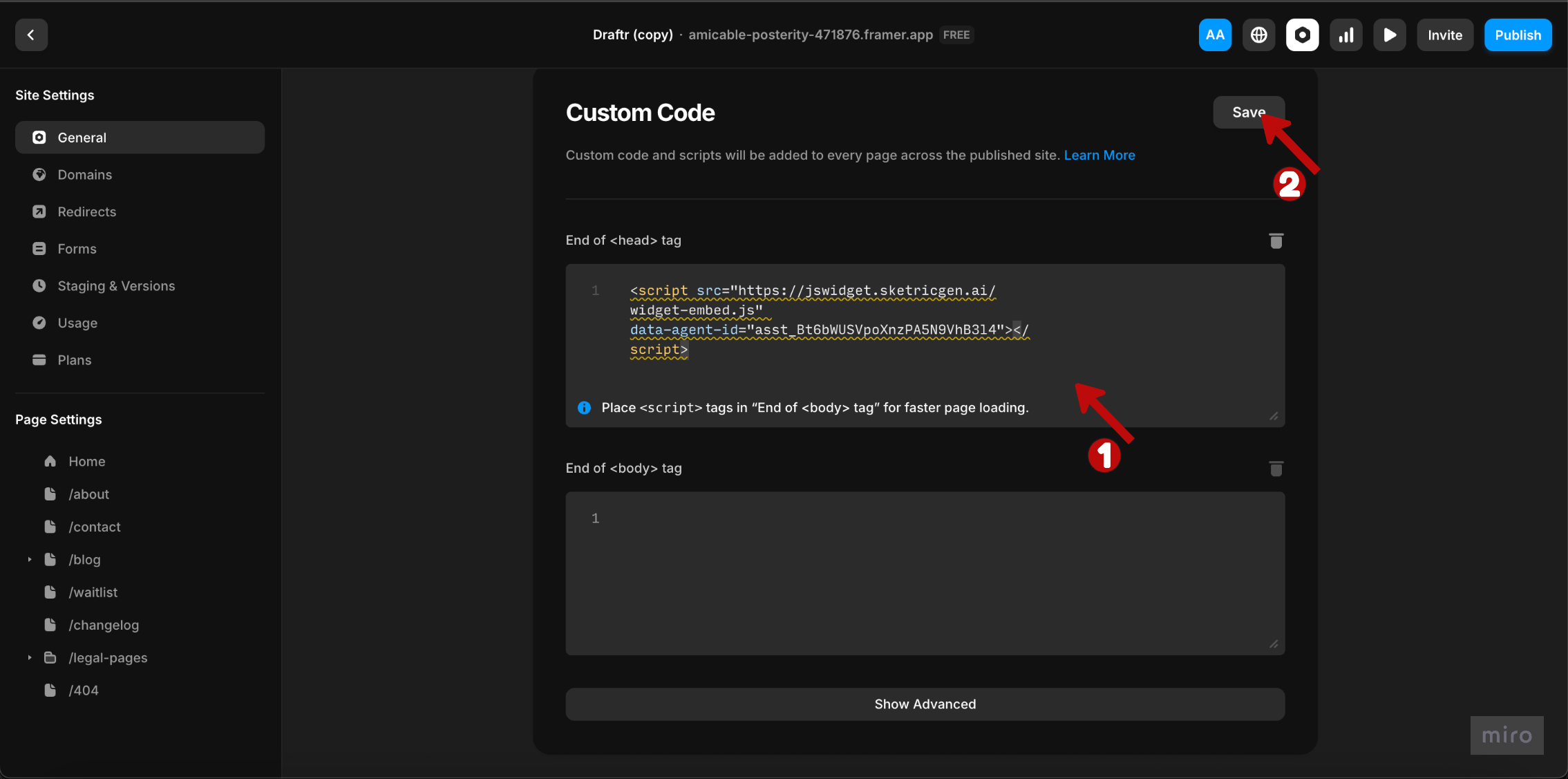 Framer Custom Code Section