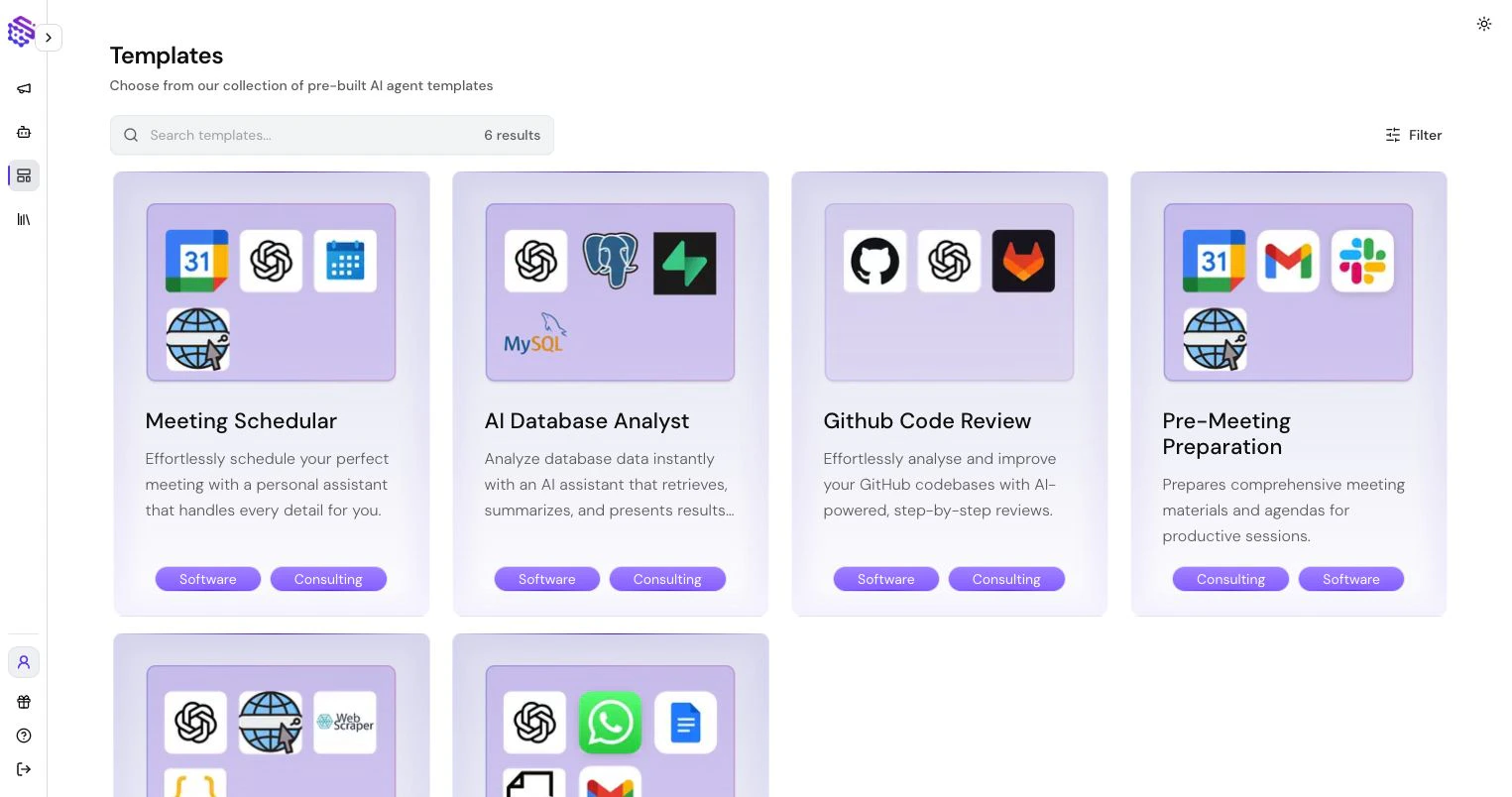 AI Workforce template library with workflow starting points