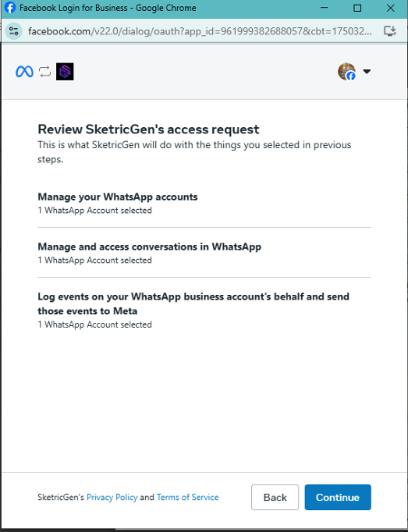 Screenshot showing WhatsApp Business App final setup and testing