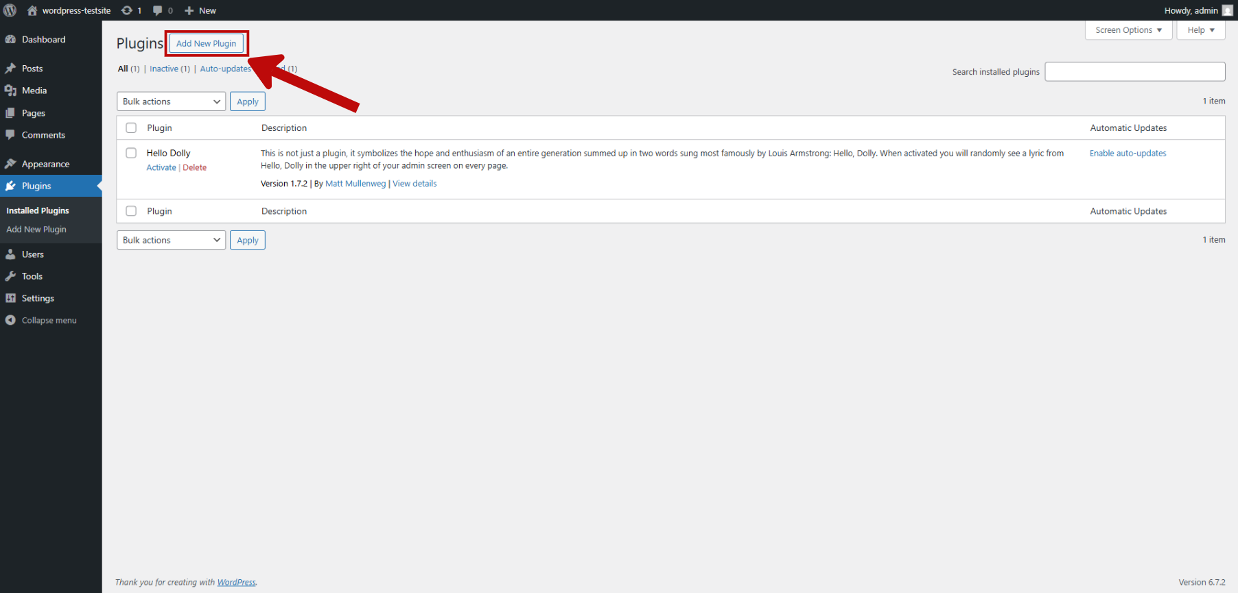 Screenshot showing WordPress Add New Plugin interface