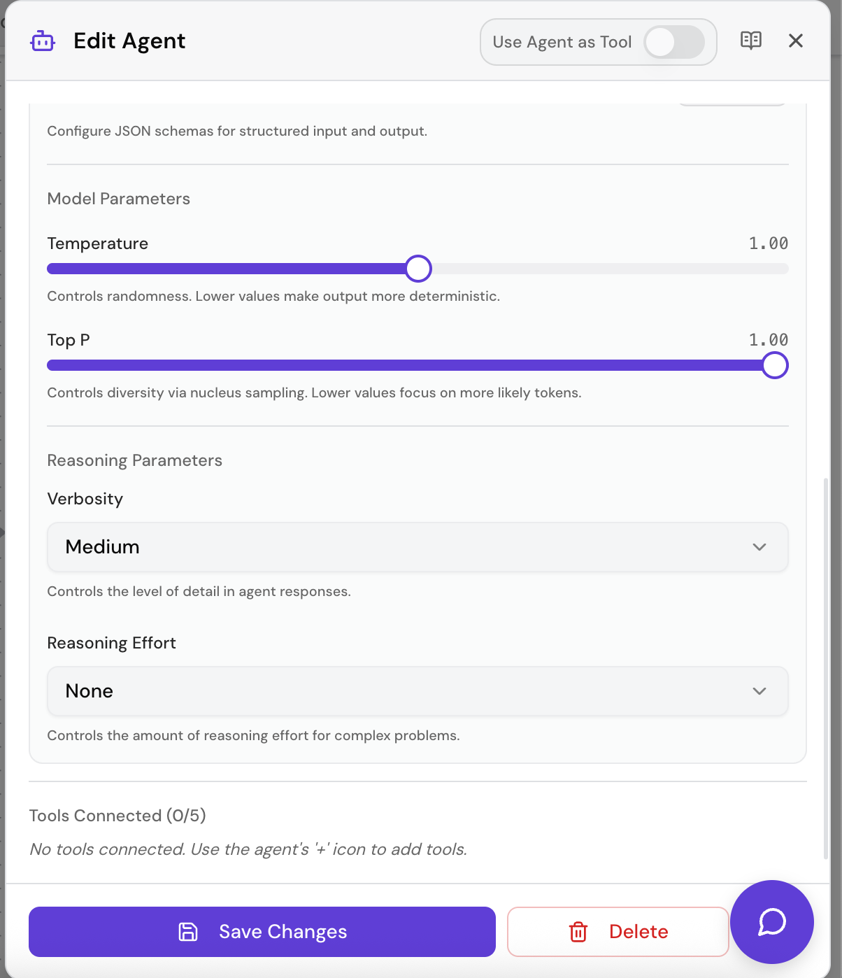 Screenshot showing advanced mode settings
