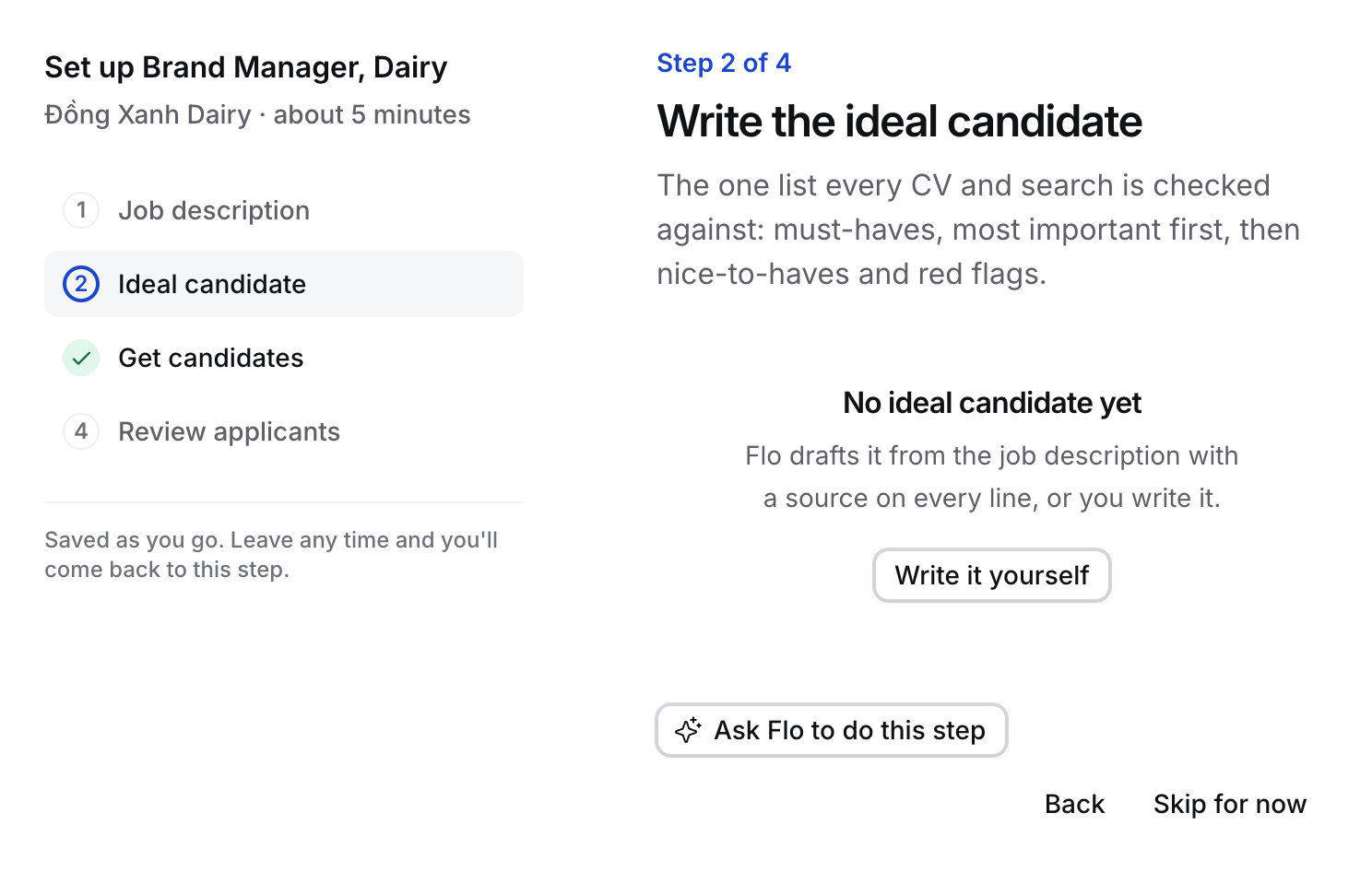 Step 2 of 4, Write the ideal candidate