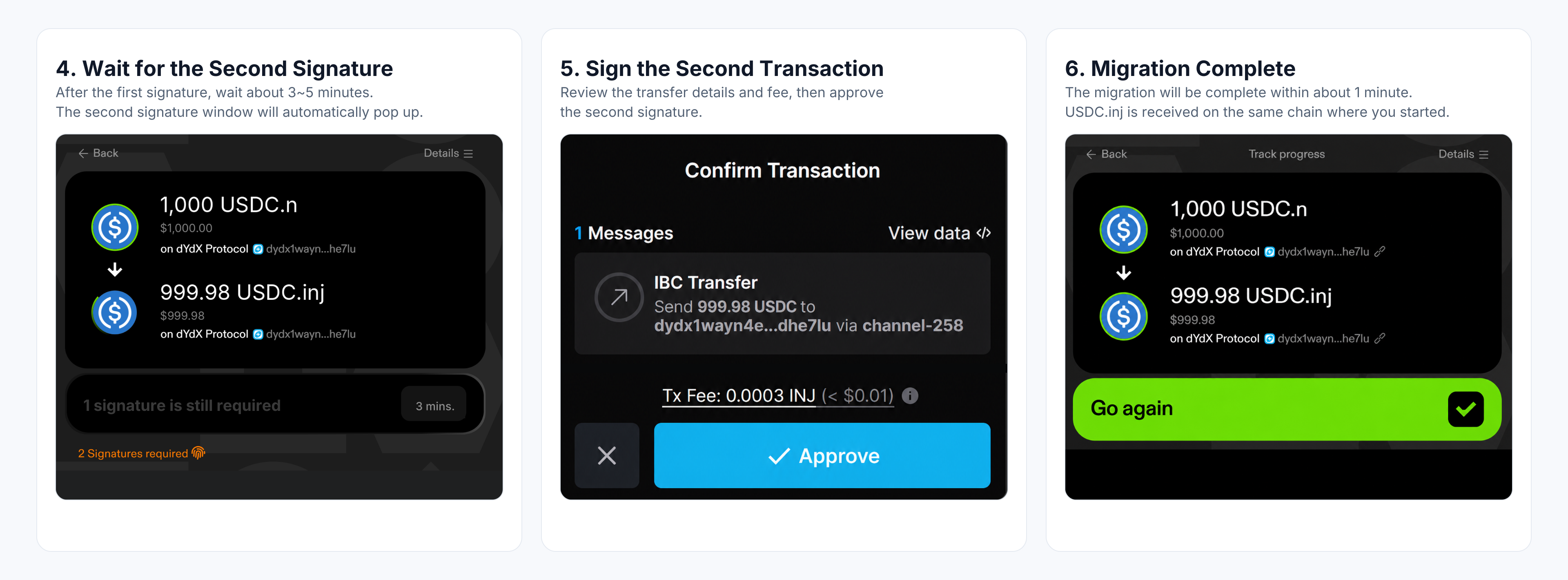 Skip:Go processing the migration while waiting for the second signature