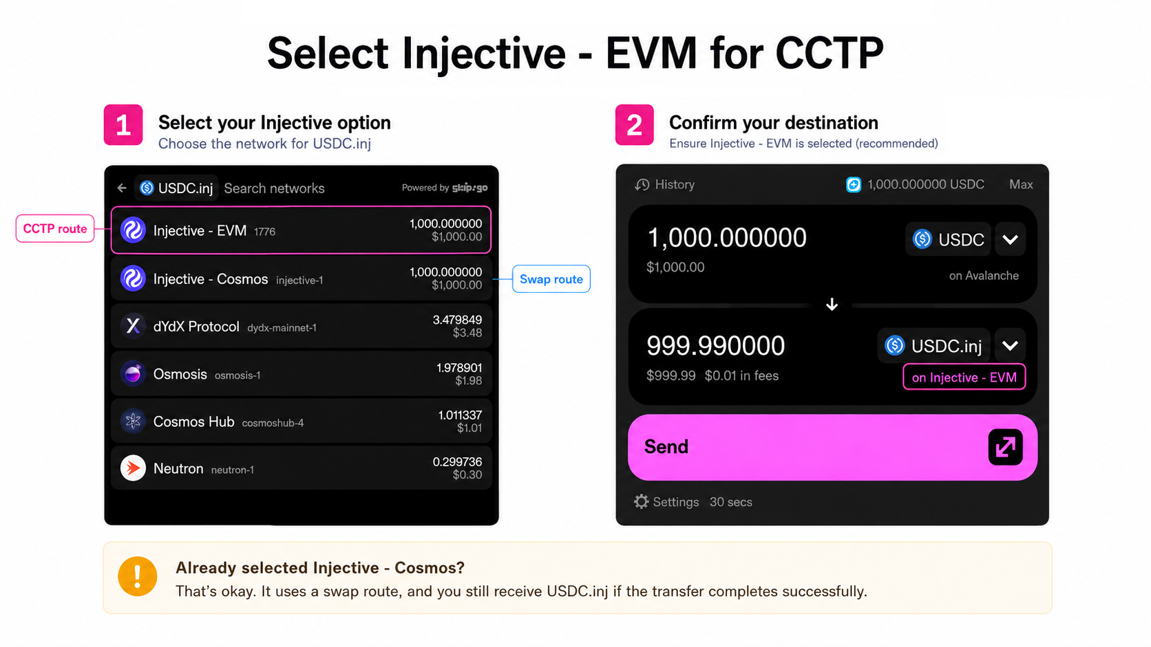 Injective - EVM and Injective - Cosmos are the same network with different transfer routes