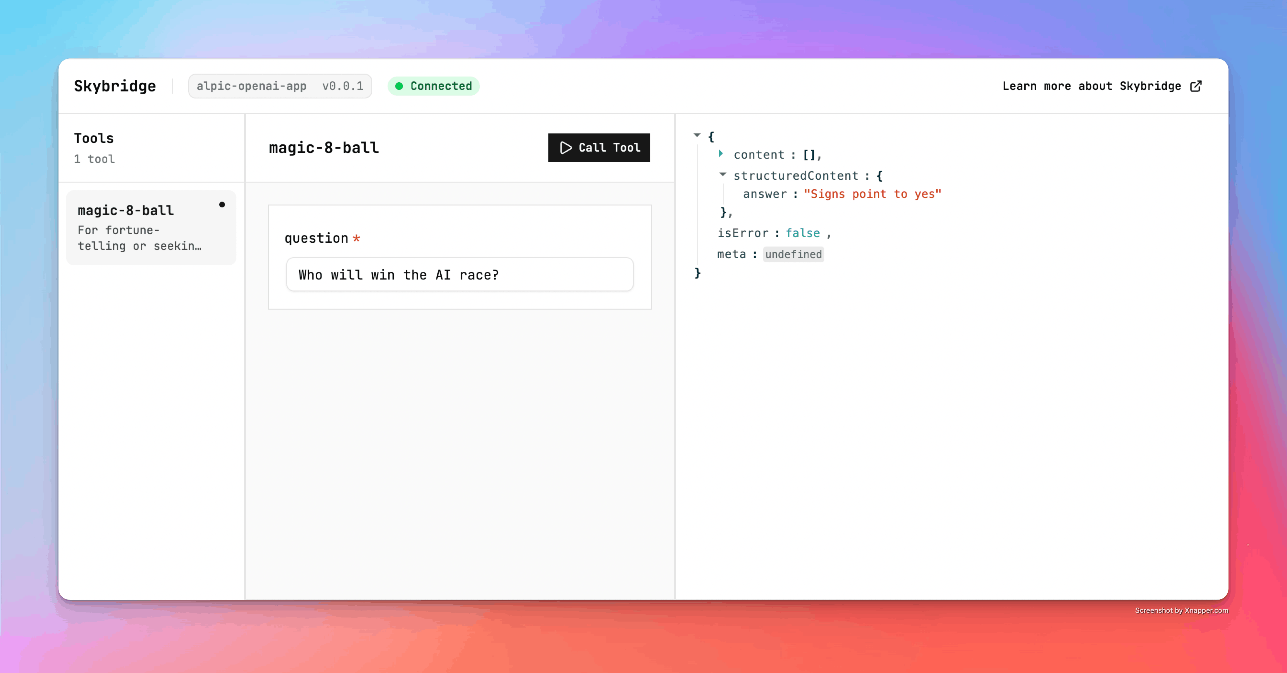 DevTools Tool Input Form