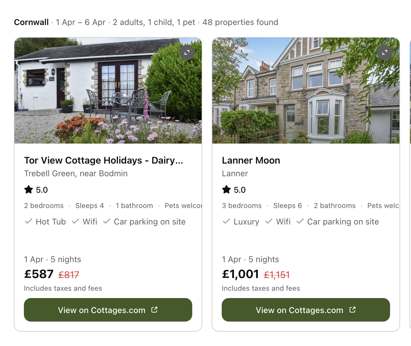 Cottages.com cottage search