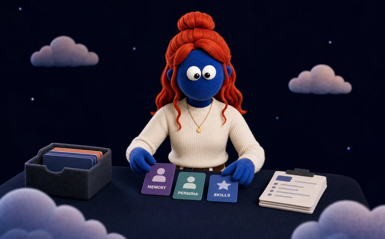 Vera arranging memory and skill cards