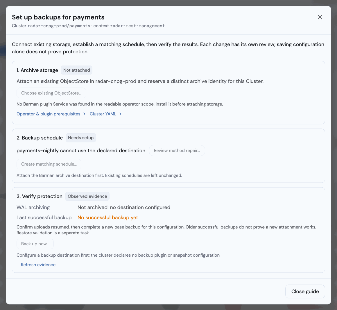 Set up backups guide