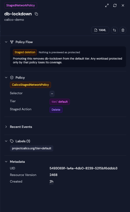 Calico staged NetworkPolicy detail