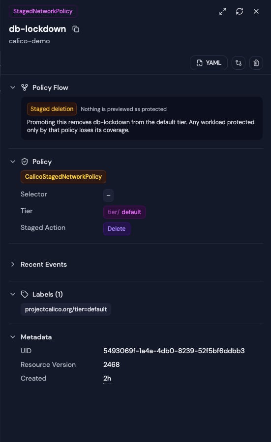 Calico staged NetworkPolicy detail