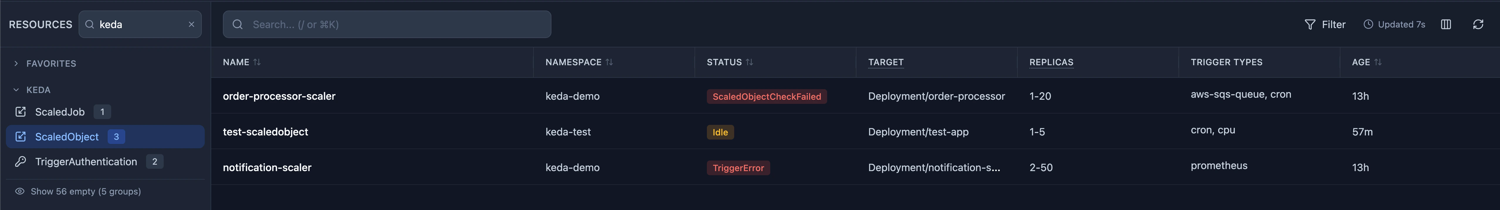 ScaledObject List