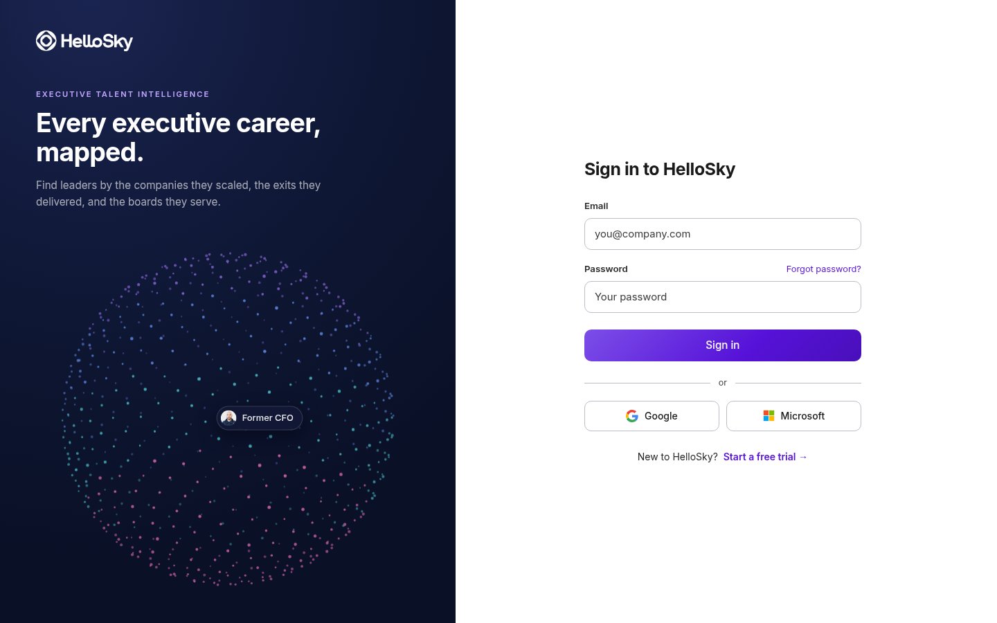 The HelloSky sign-in page