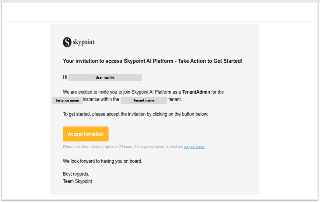 Invite the user on Skypoint AIP