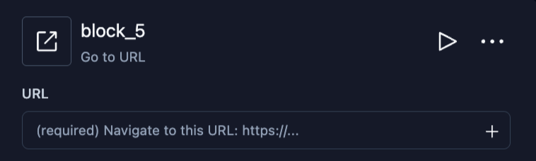 Go to URL block configuration with URL field