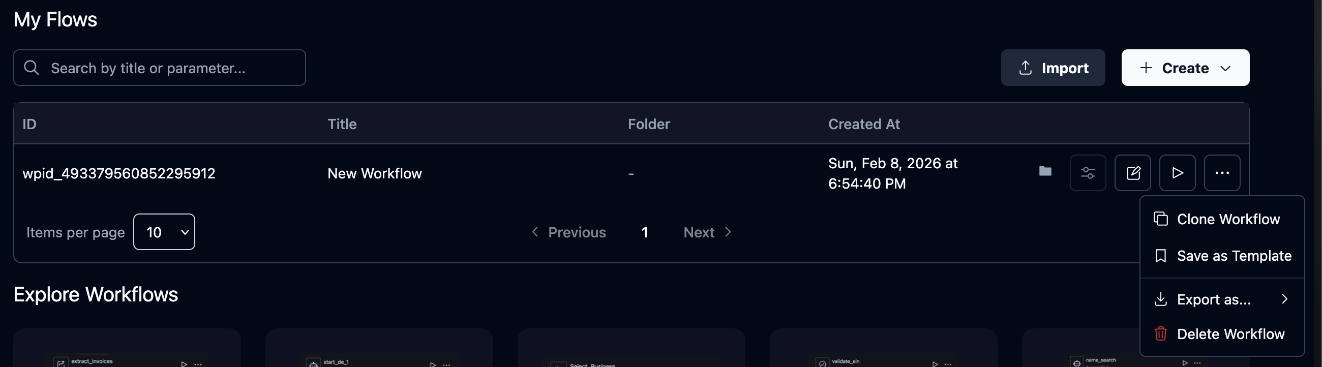 Agent actions menu