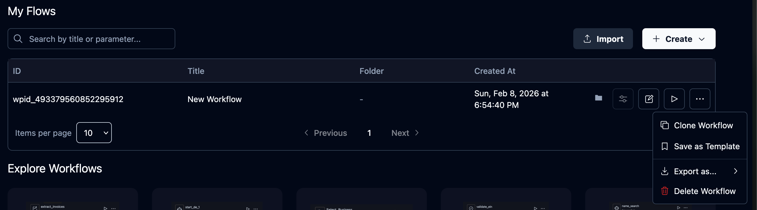 Agent actions menu