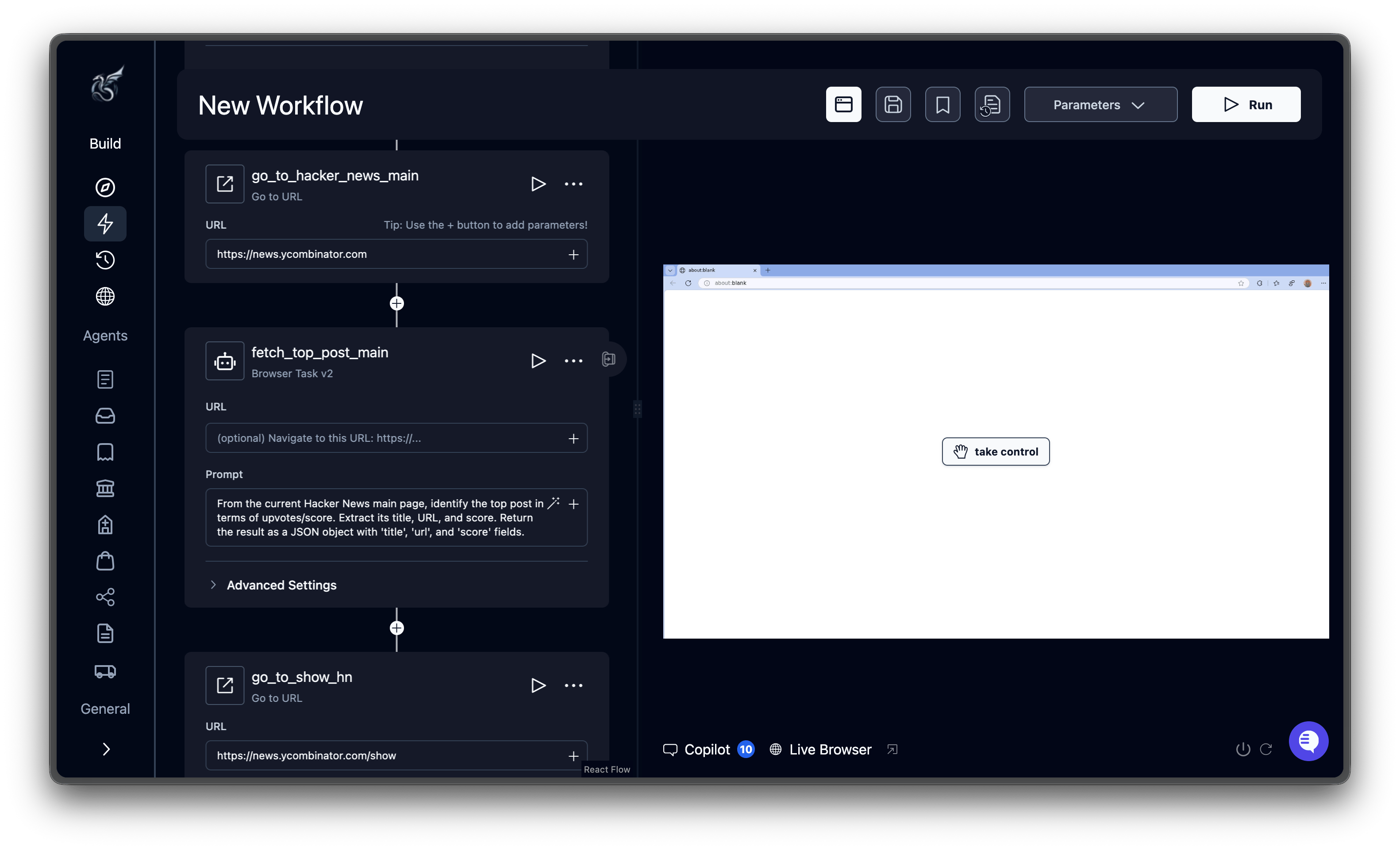 Agent editor overview