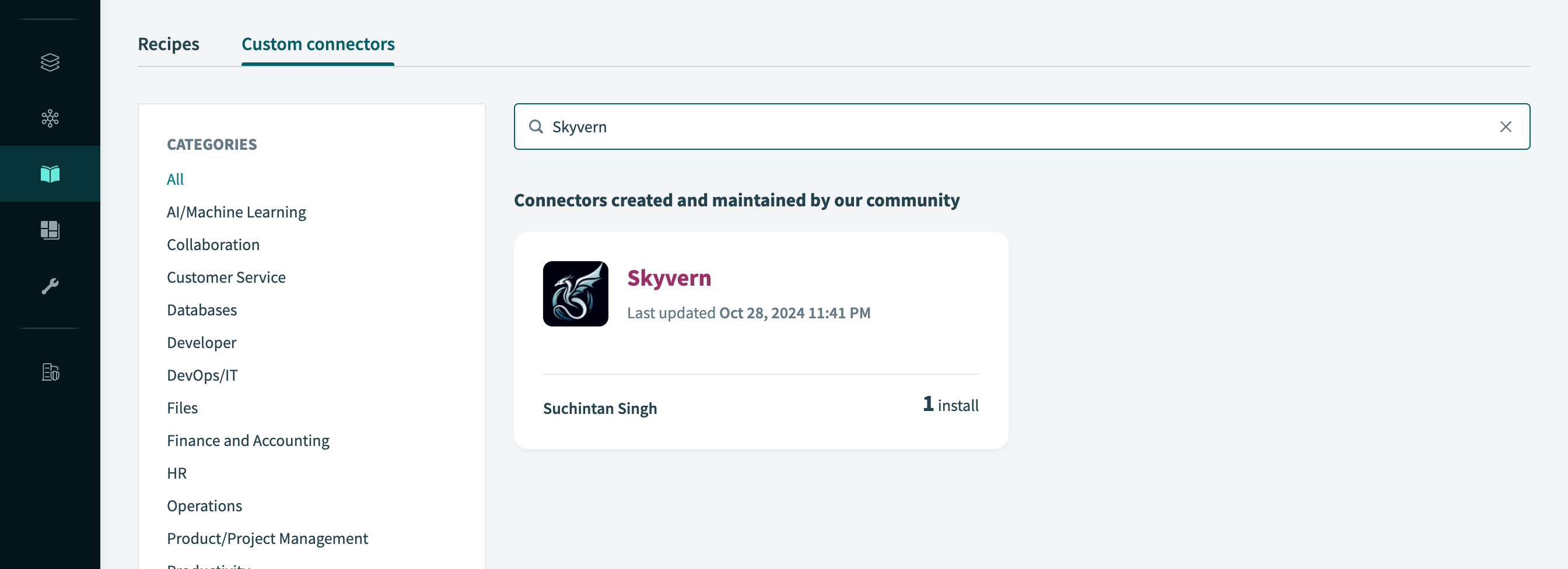 Search for Skyvern in Workato Community Library