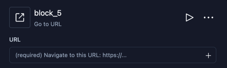 Go to URL block configuration with URL field