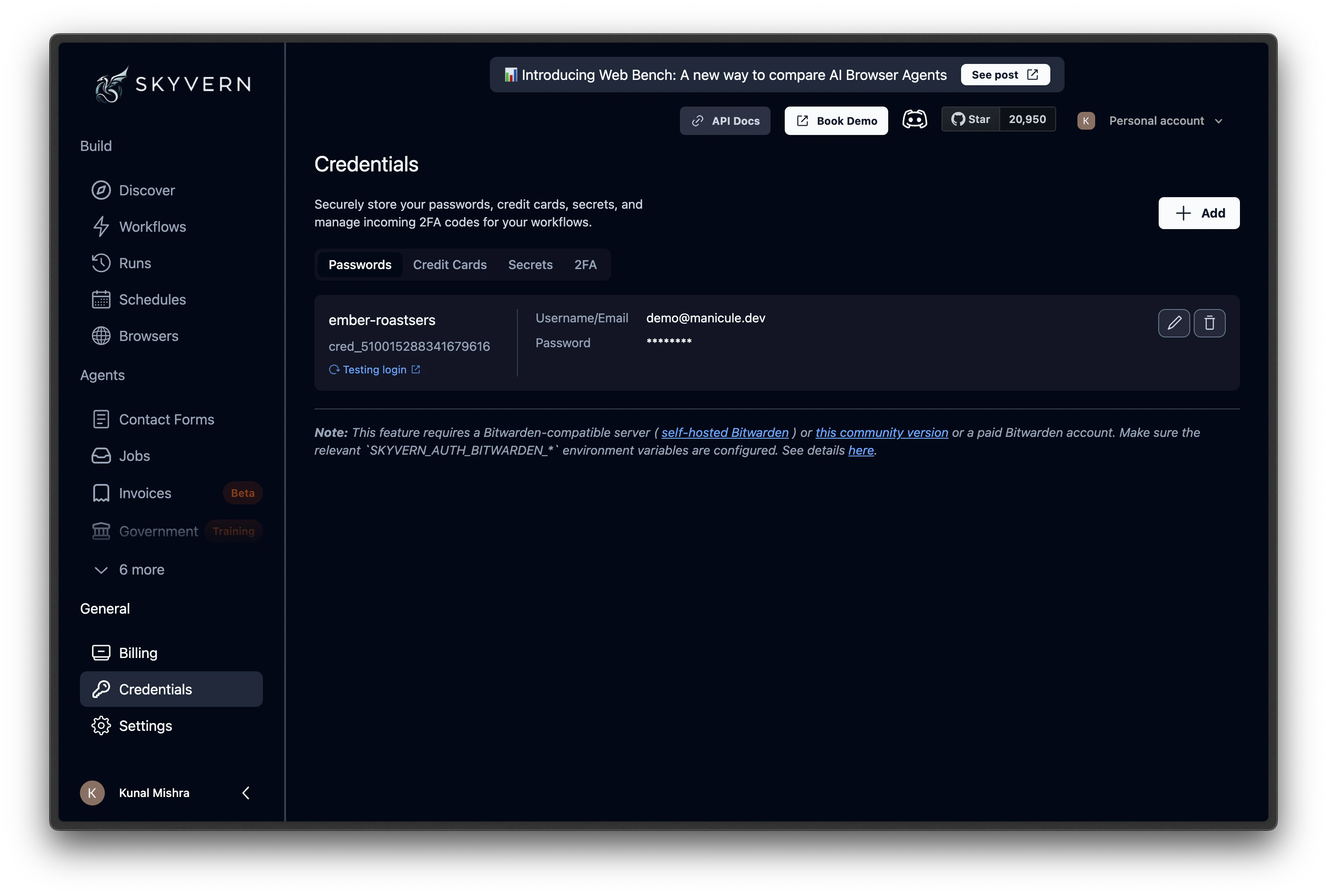 Credential listed with a profile badge