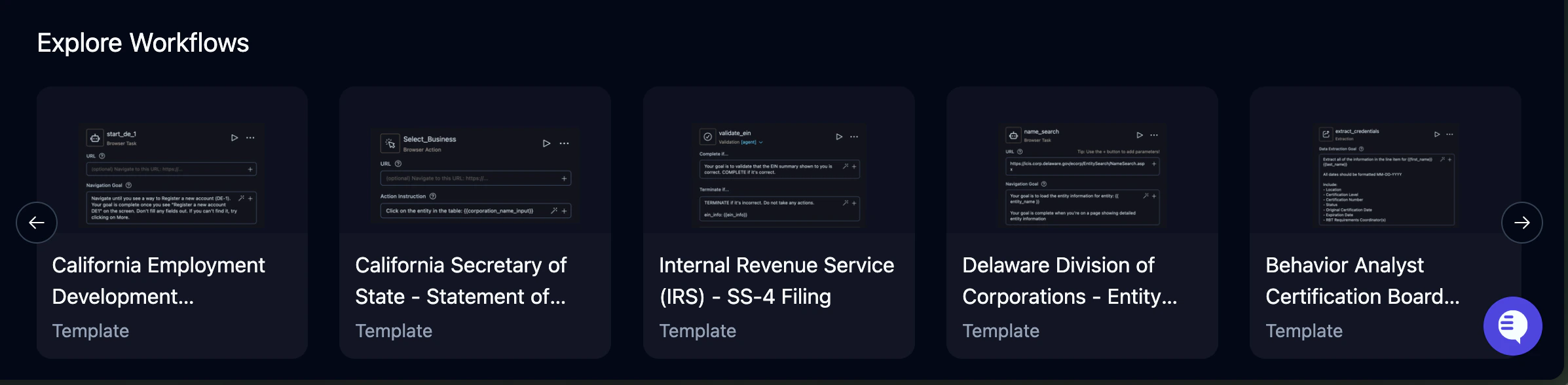 Workflow template gallery