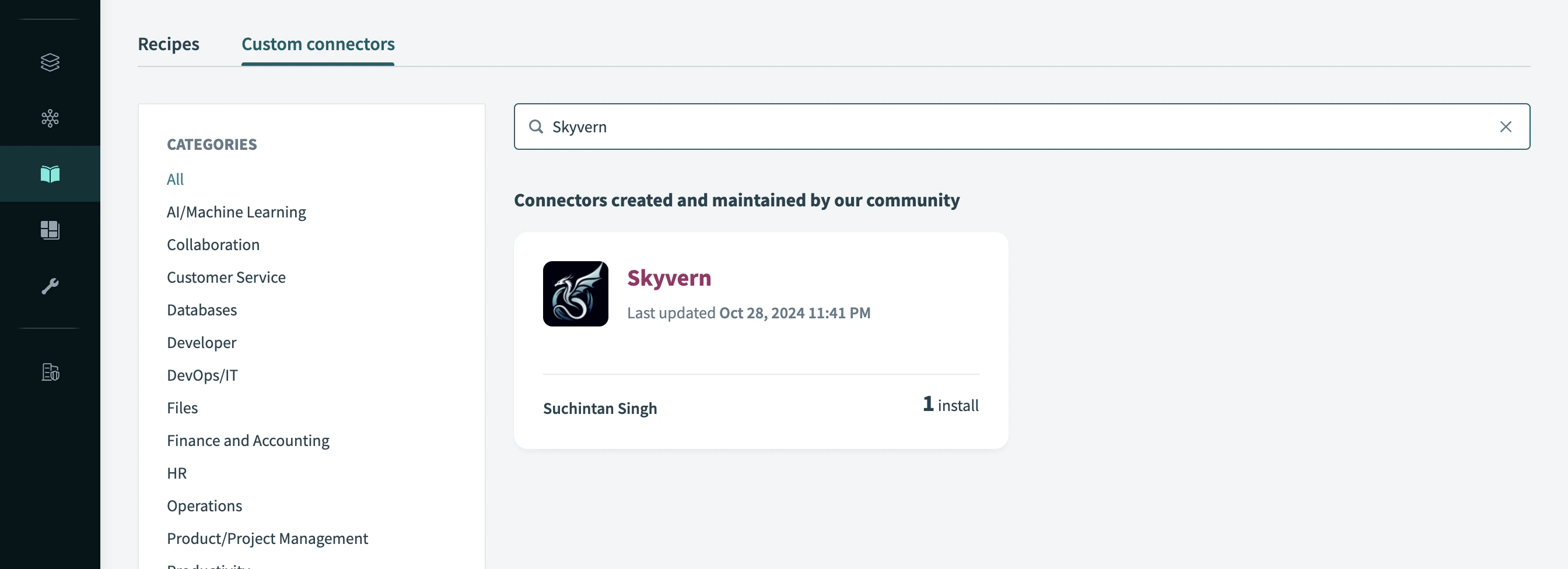 Search for Skyvern in Workato Community Library