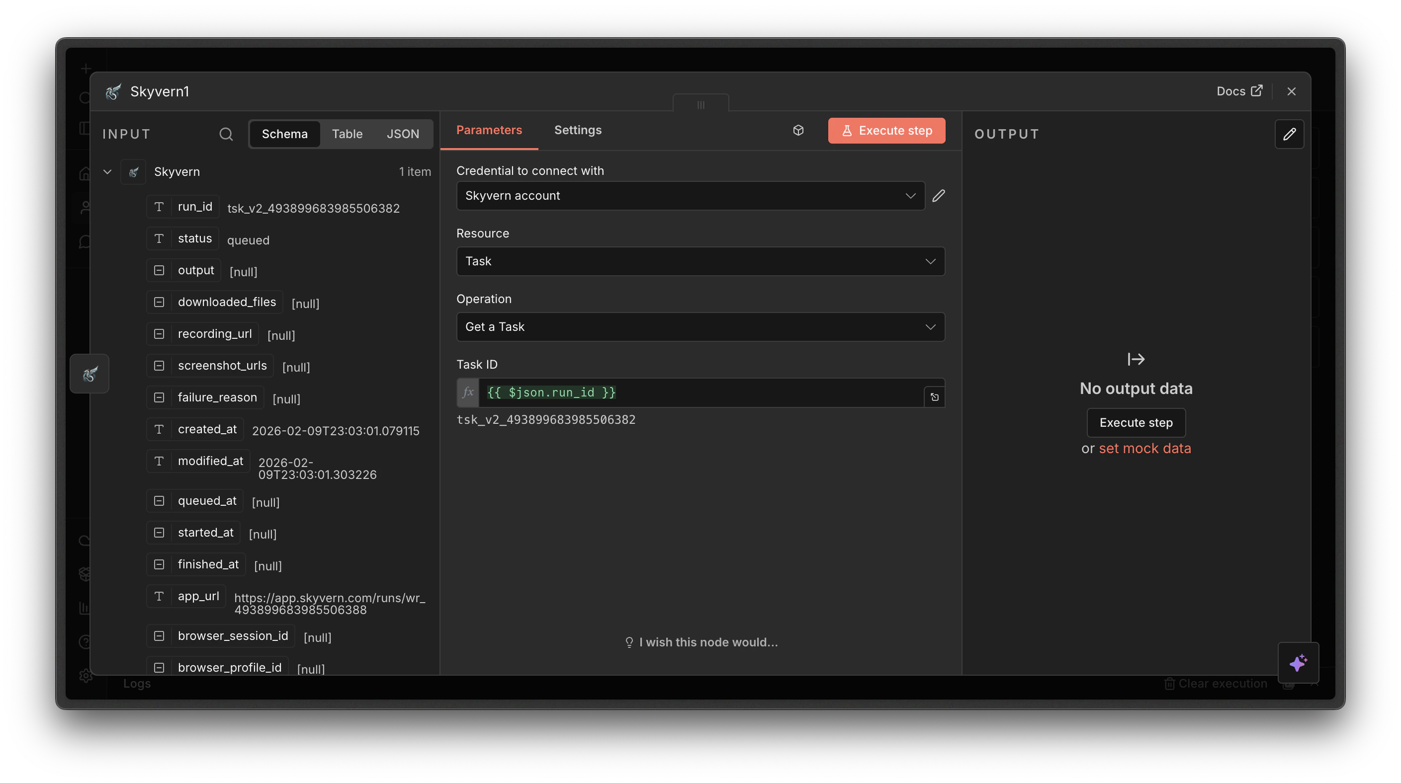Enter Task ID field in n8n