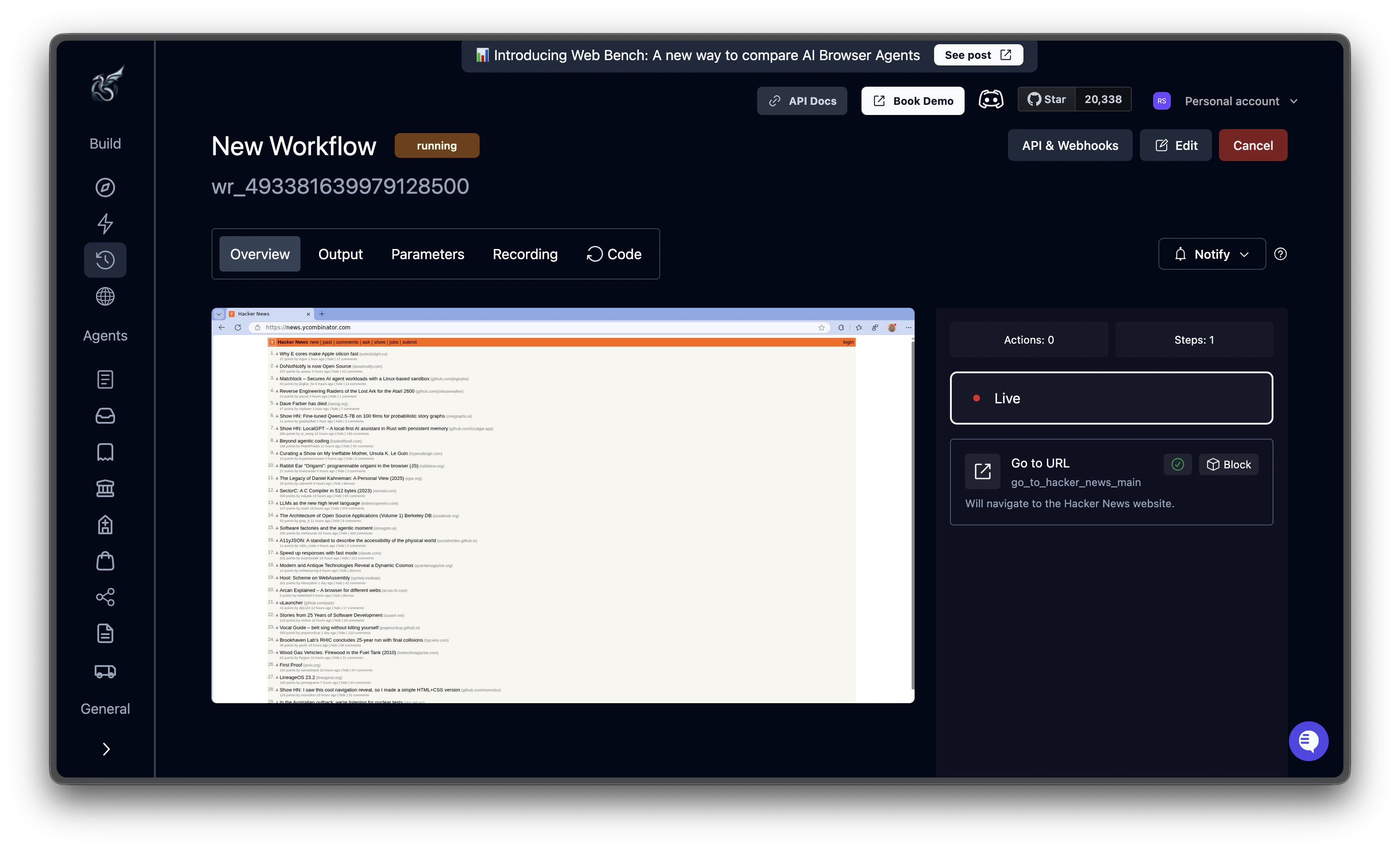 Workflow run block timeline