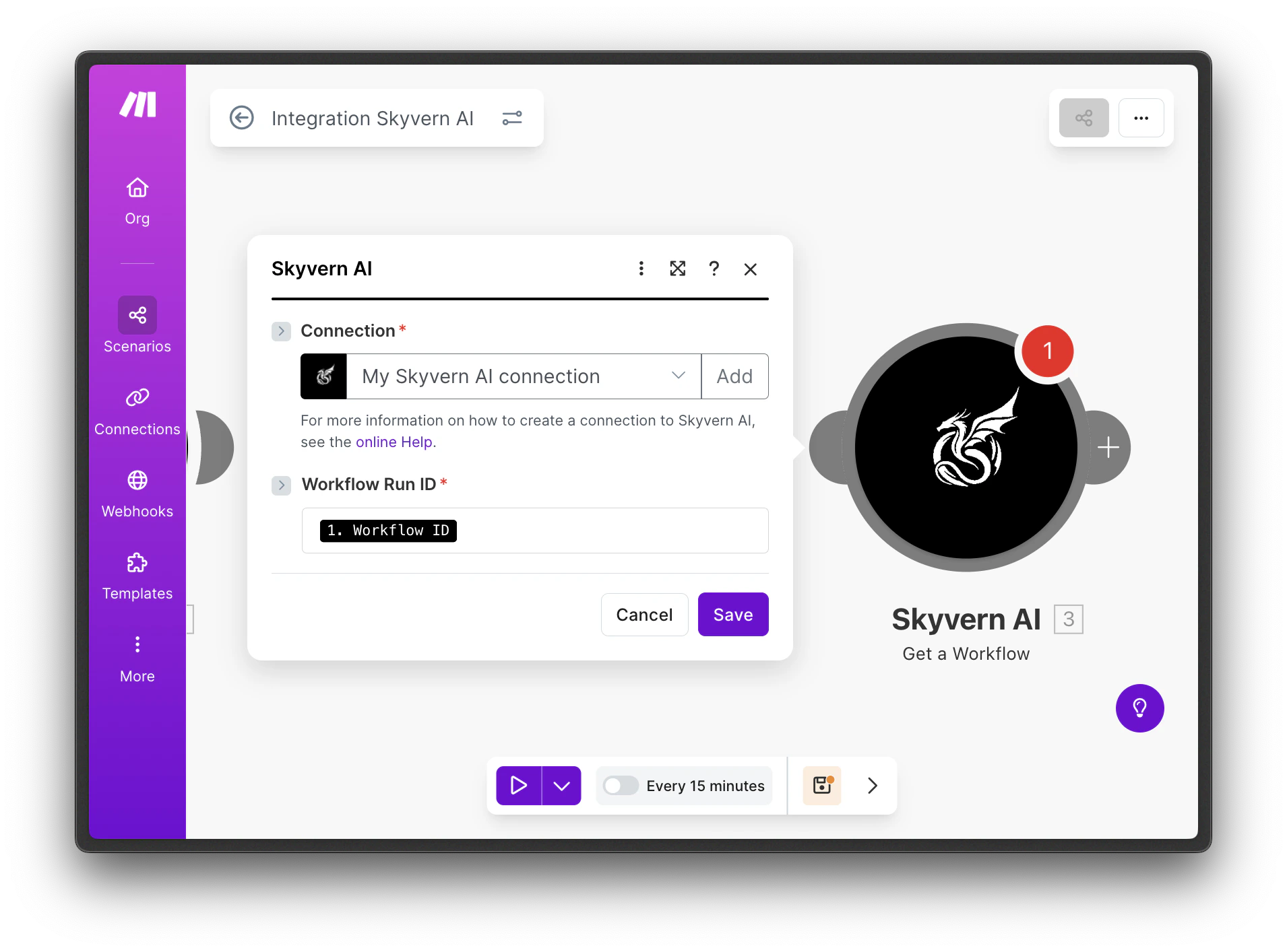 Enter Task ID or Workflow Run ID in Make.com