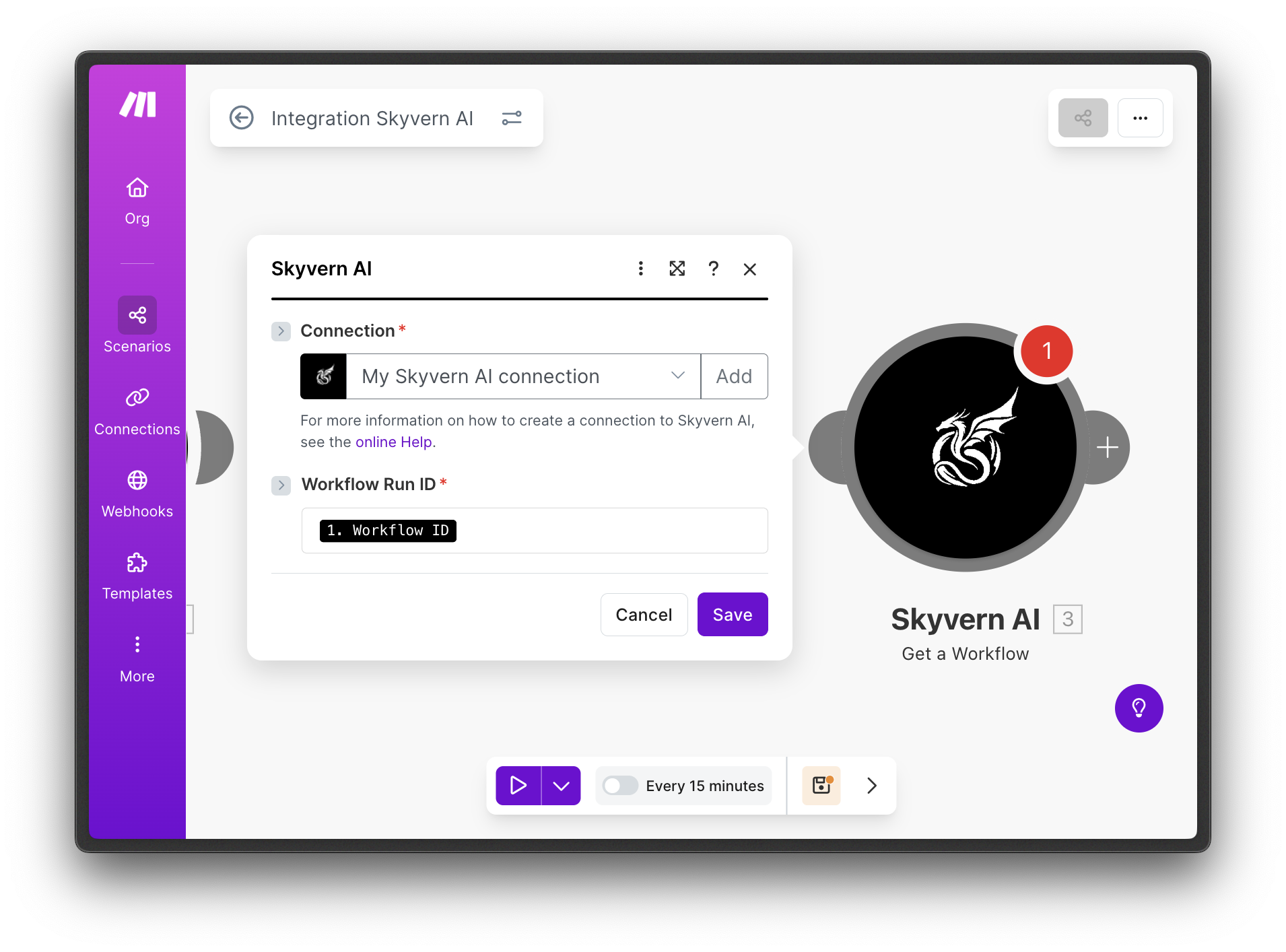 Enter Task ID or Workflow Run ID in Make.com