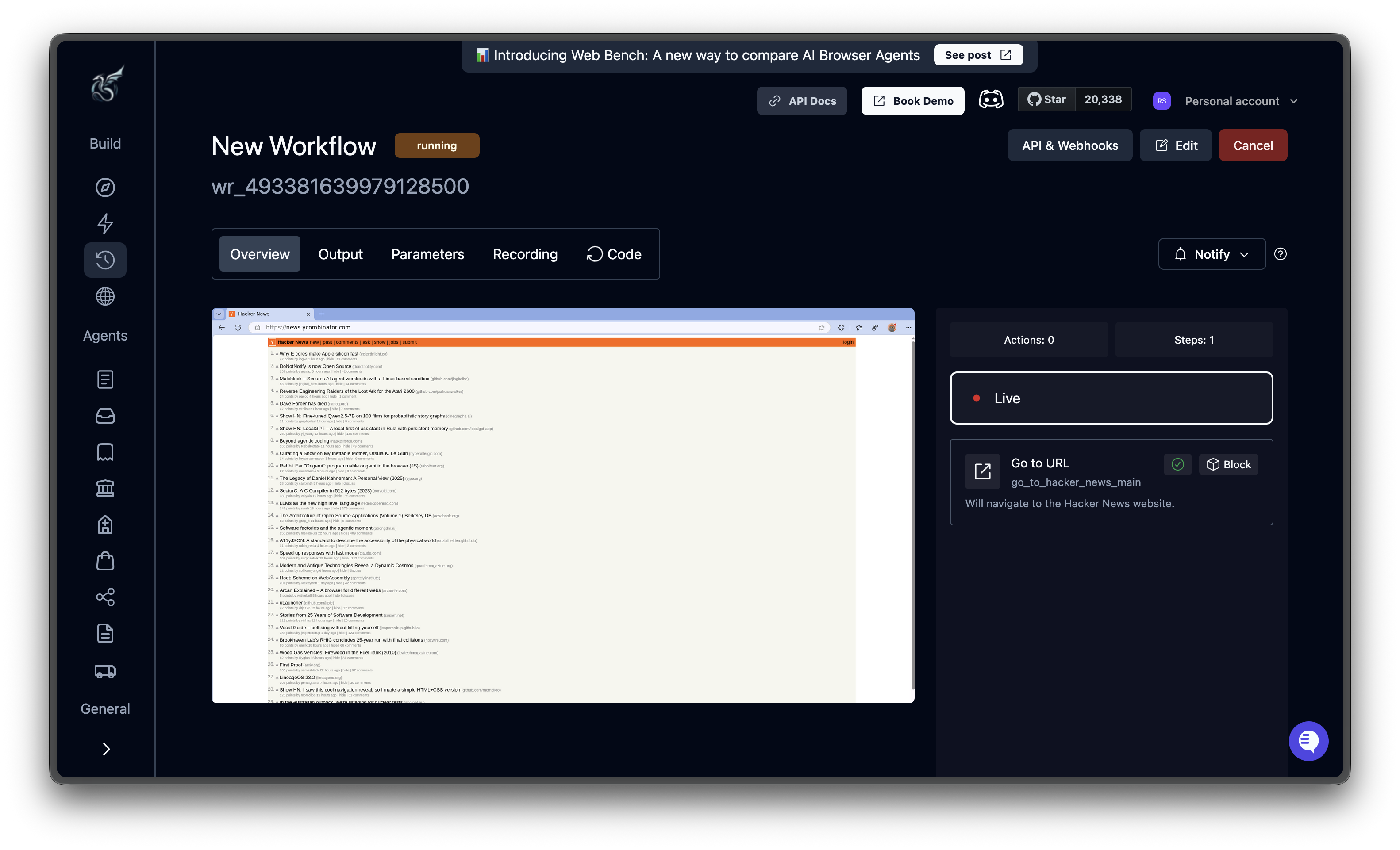 Workflow run block timeline