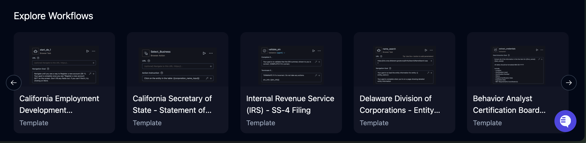 Workflow template gallery