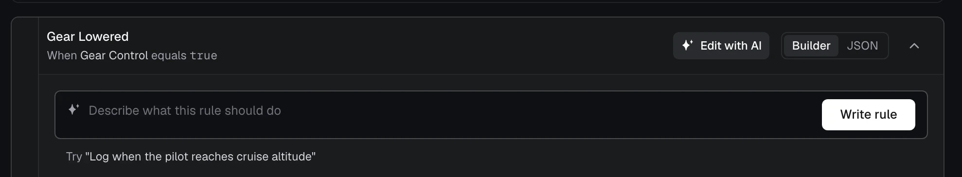 A rule open on the Event rules tab with Edit with AI showing the box to describe what the rule should do