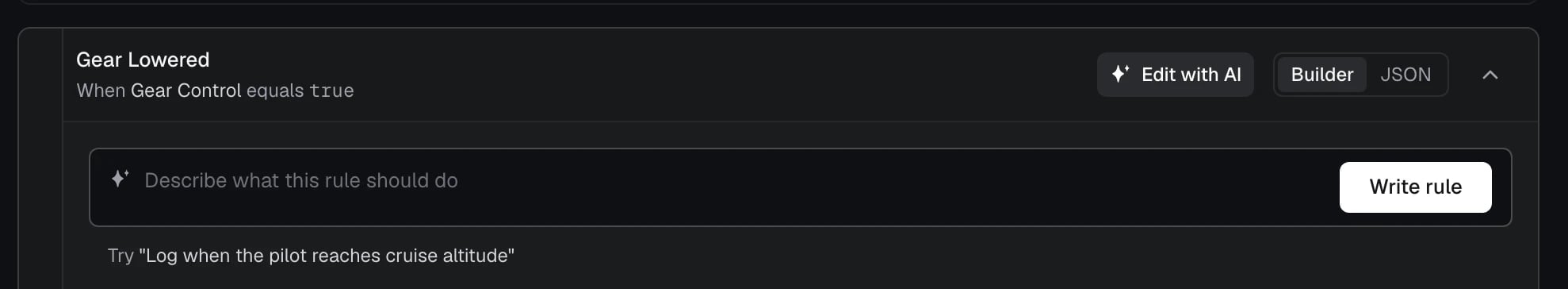 A rule open on the Event rules tab with Edit with AI showing the box to describe what the rule should do