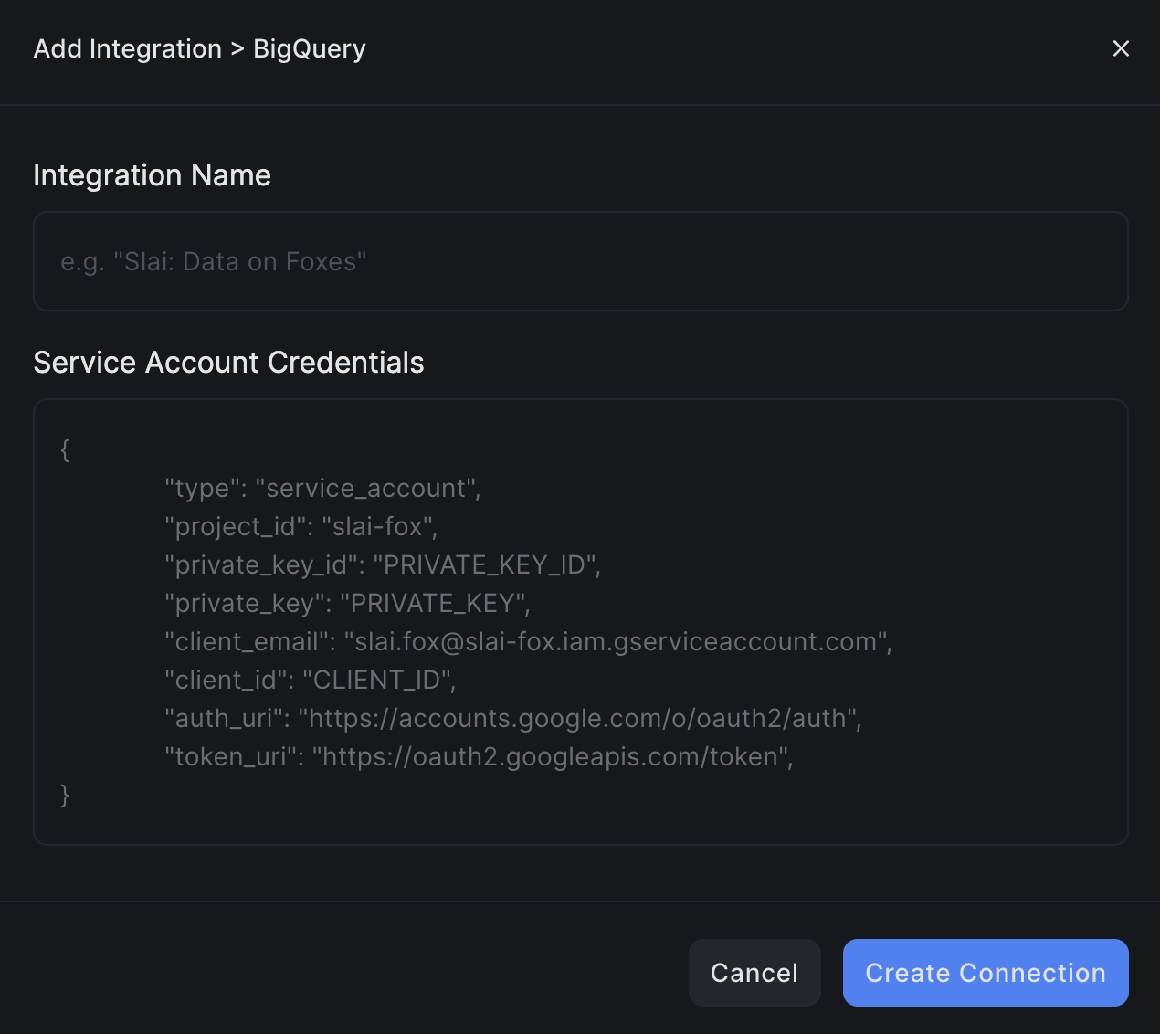 BigQuery Service Account