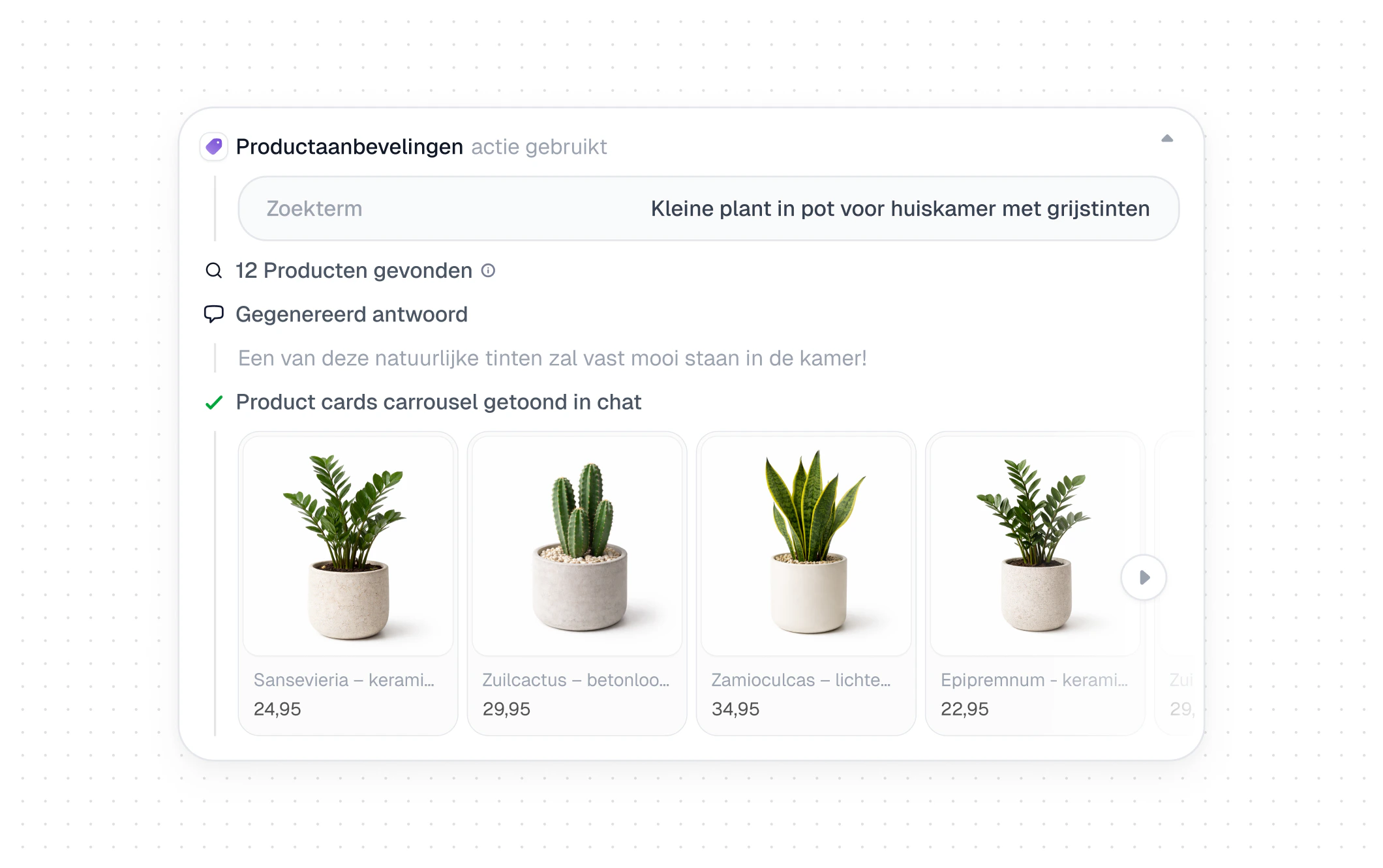 Productaanbevelingen in de chat