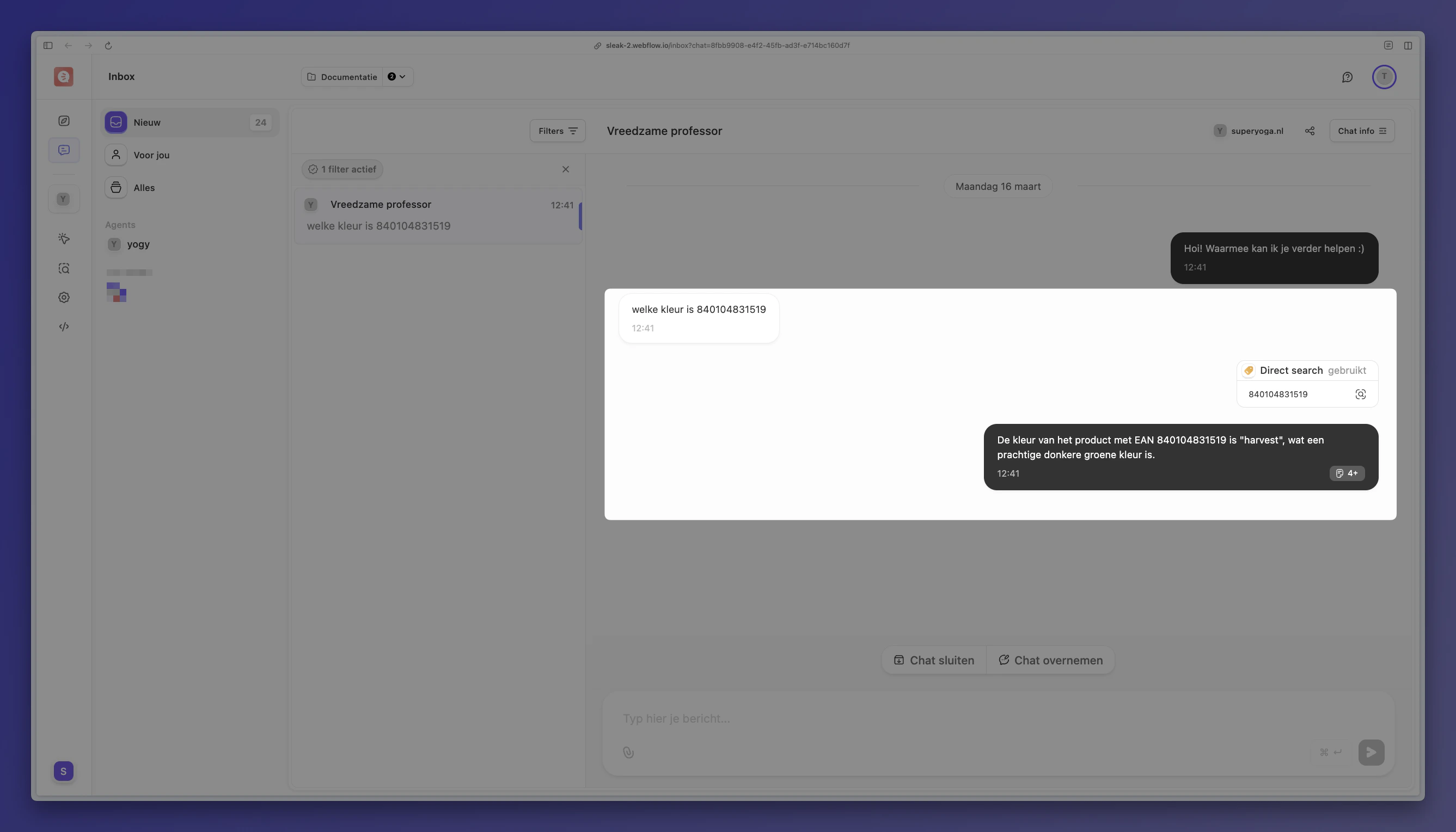 Exact Match Search in de inbox