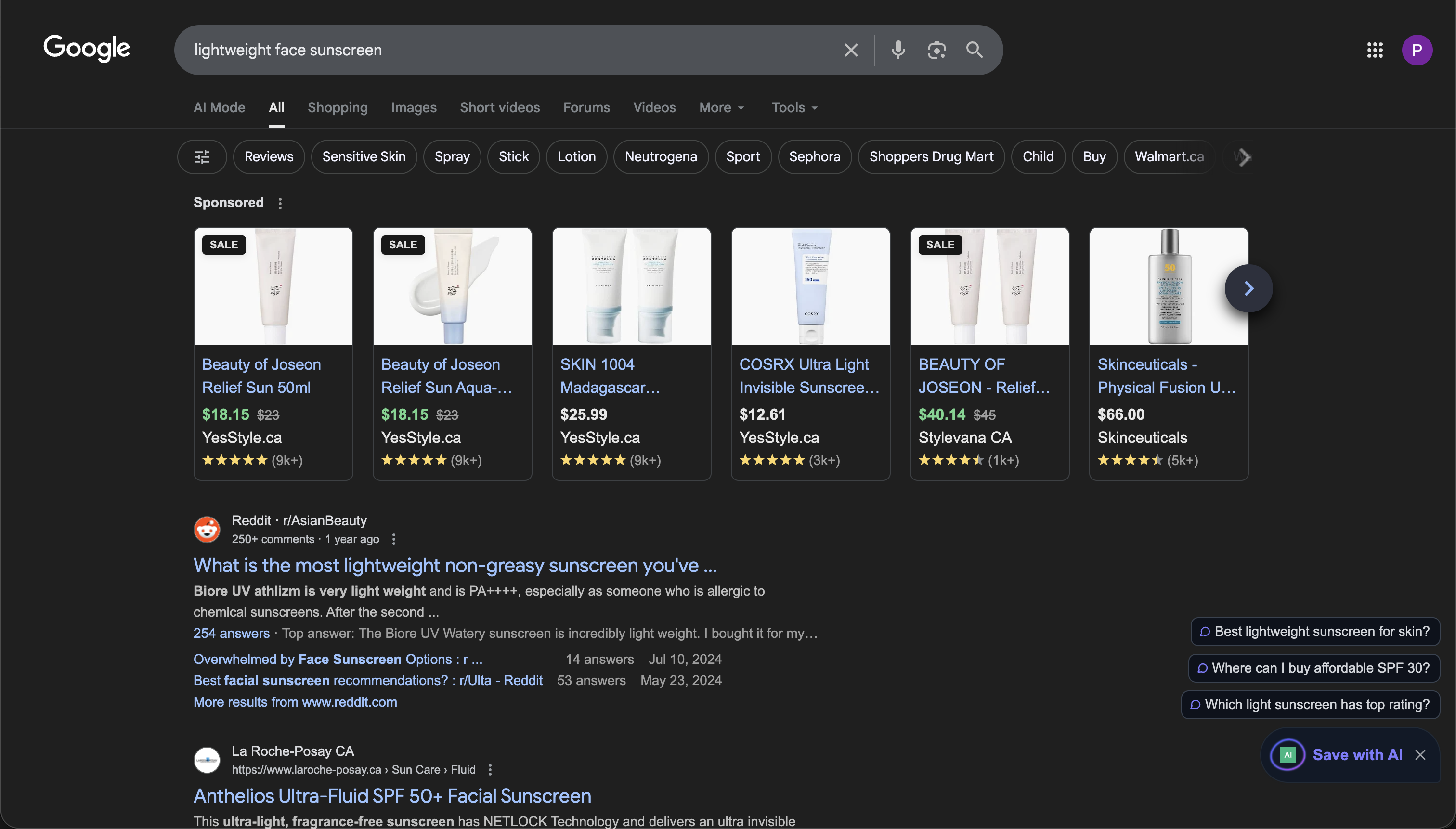 Chat badge with suggested prompts