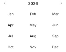 The estimate picker showing the year 2026 with month buttons from Jan to Dec