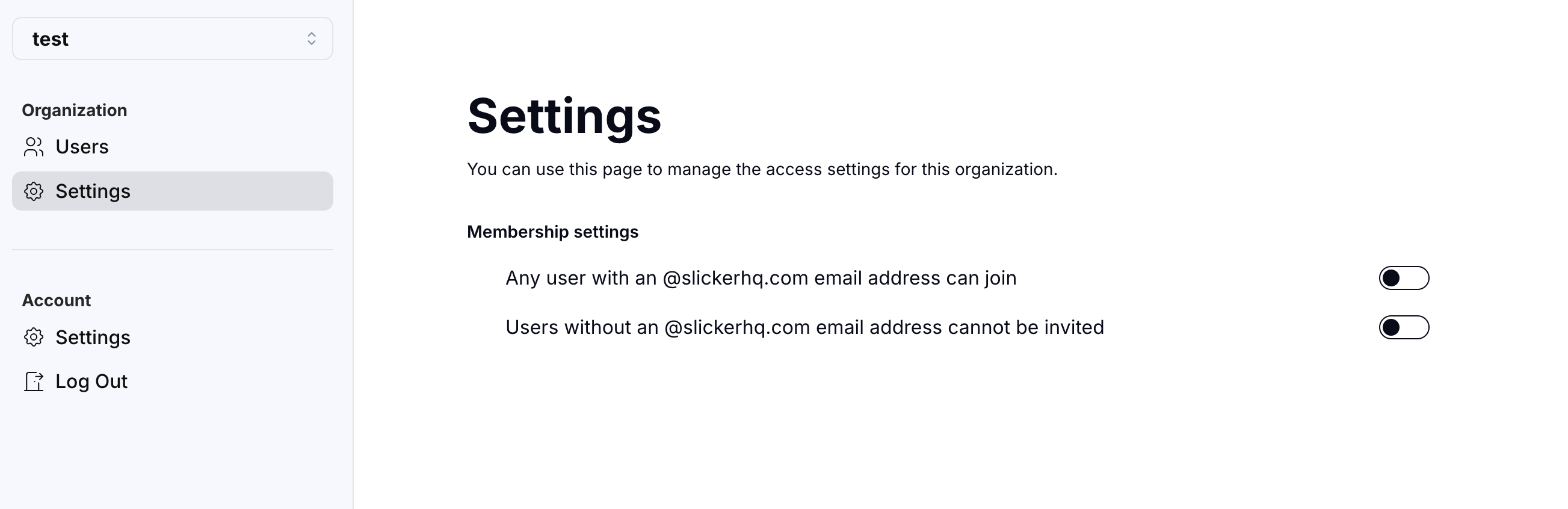 Managing global organization access settings