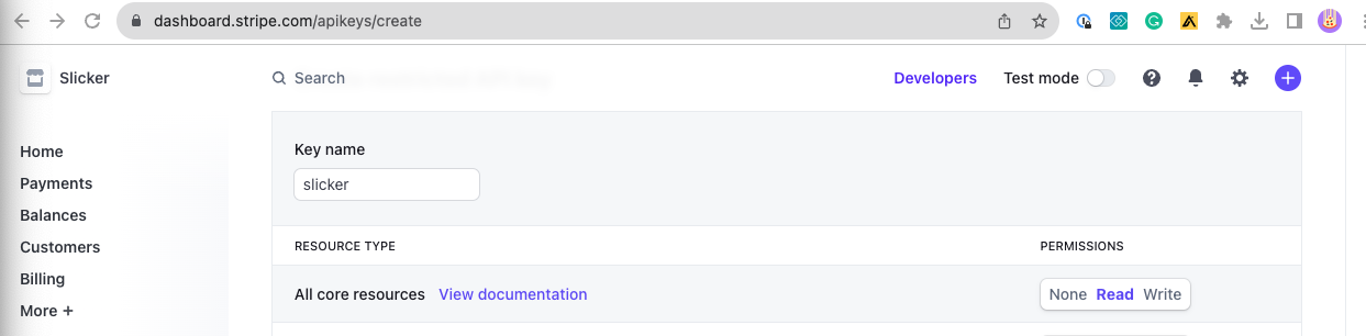 Stripe read permissions on core resources