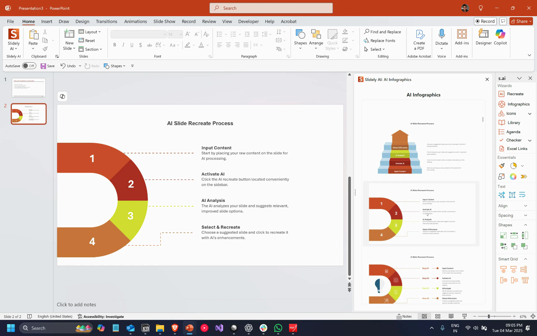 Preview and insert infographic