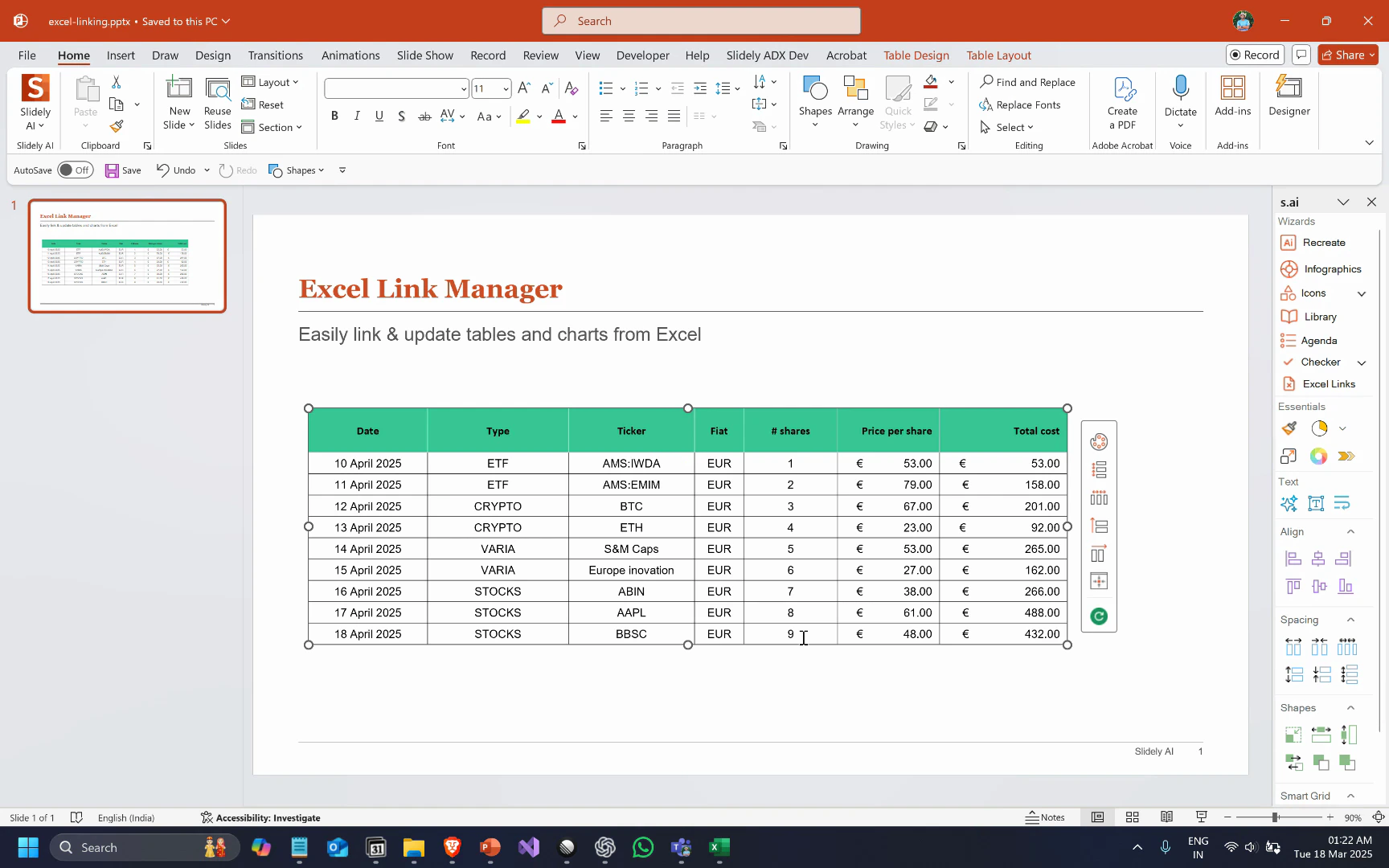 Refresh from Excel